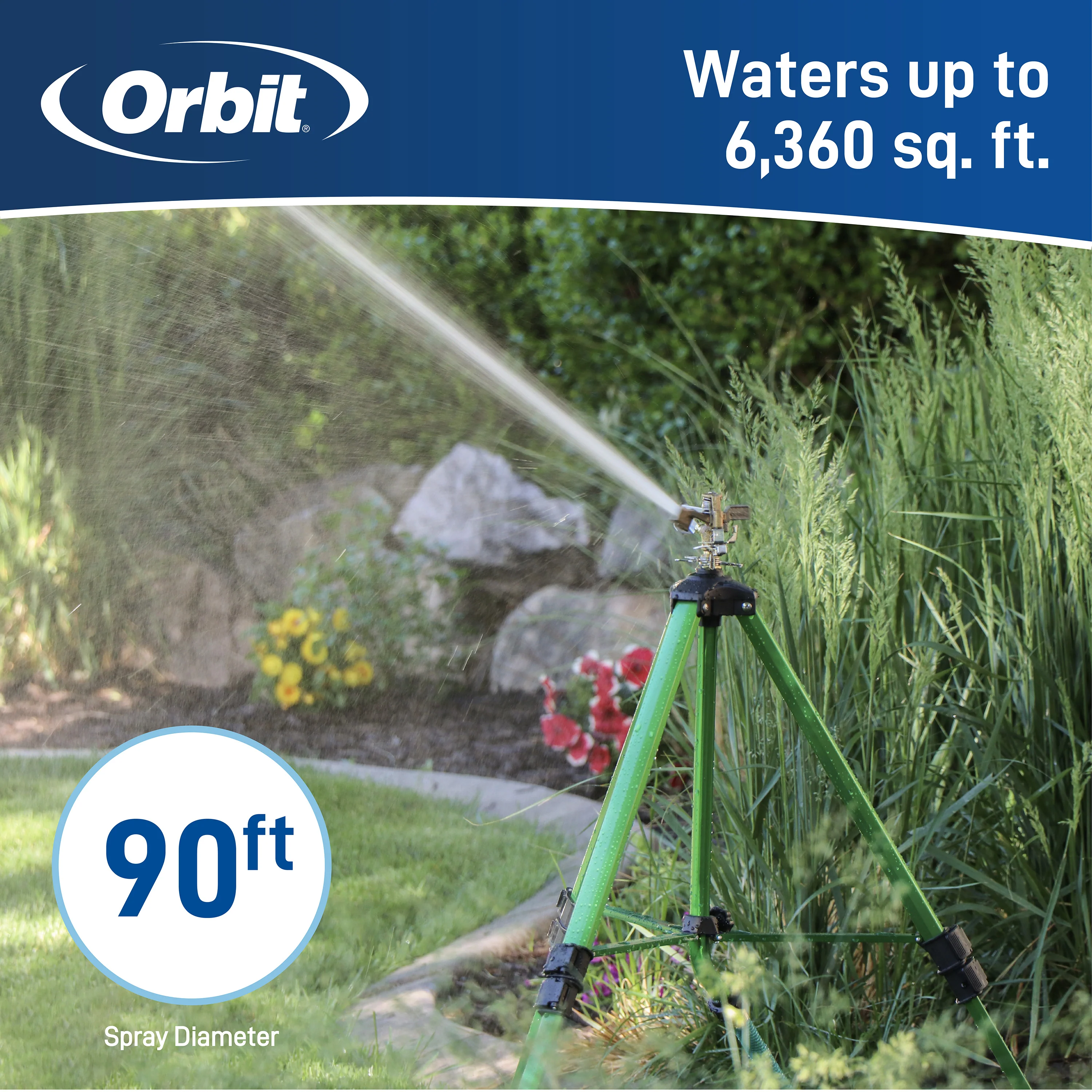 1/2 Inch Brass Impact Sprinkler on Tripod Base 58308 - Image 3