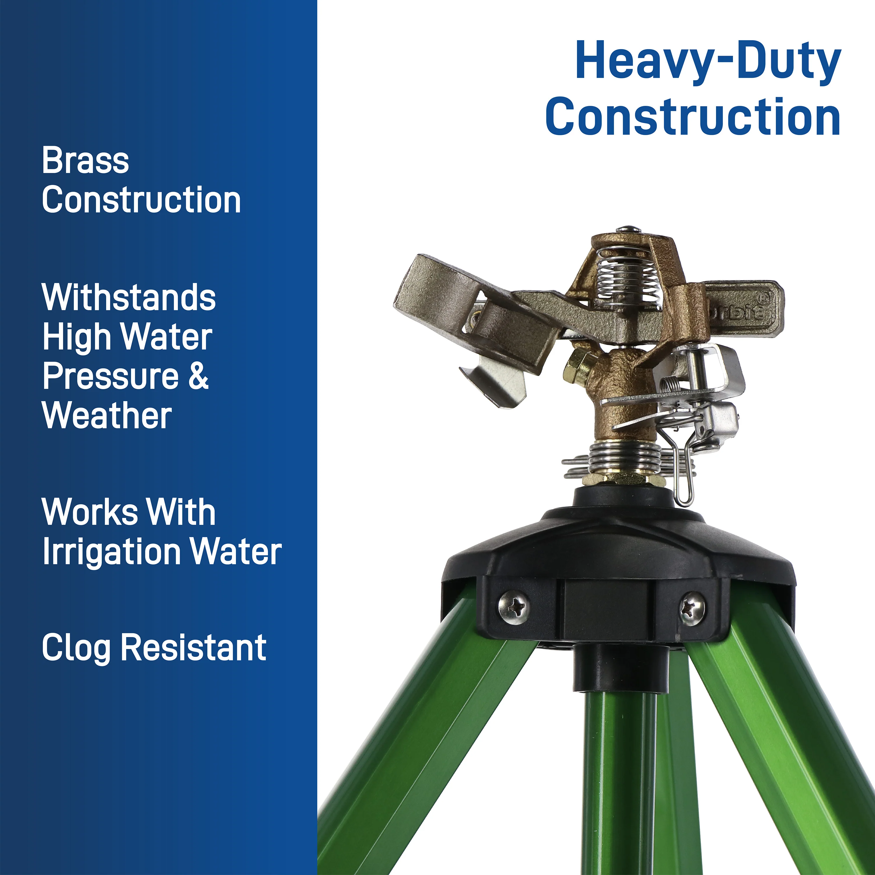 1/2 Inch Brass Impact Sprinkler on Tripod Base 58308 - Image 6