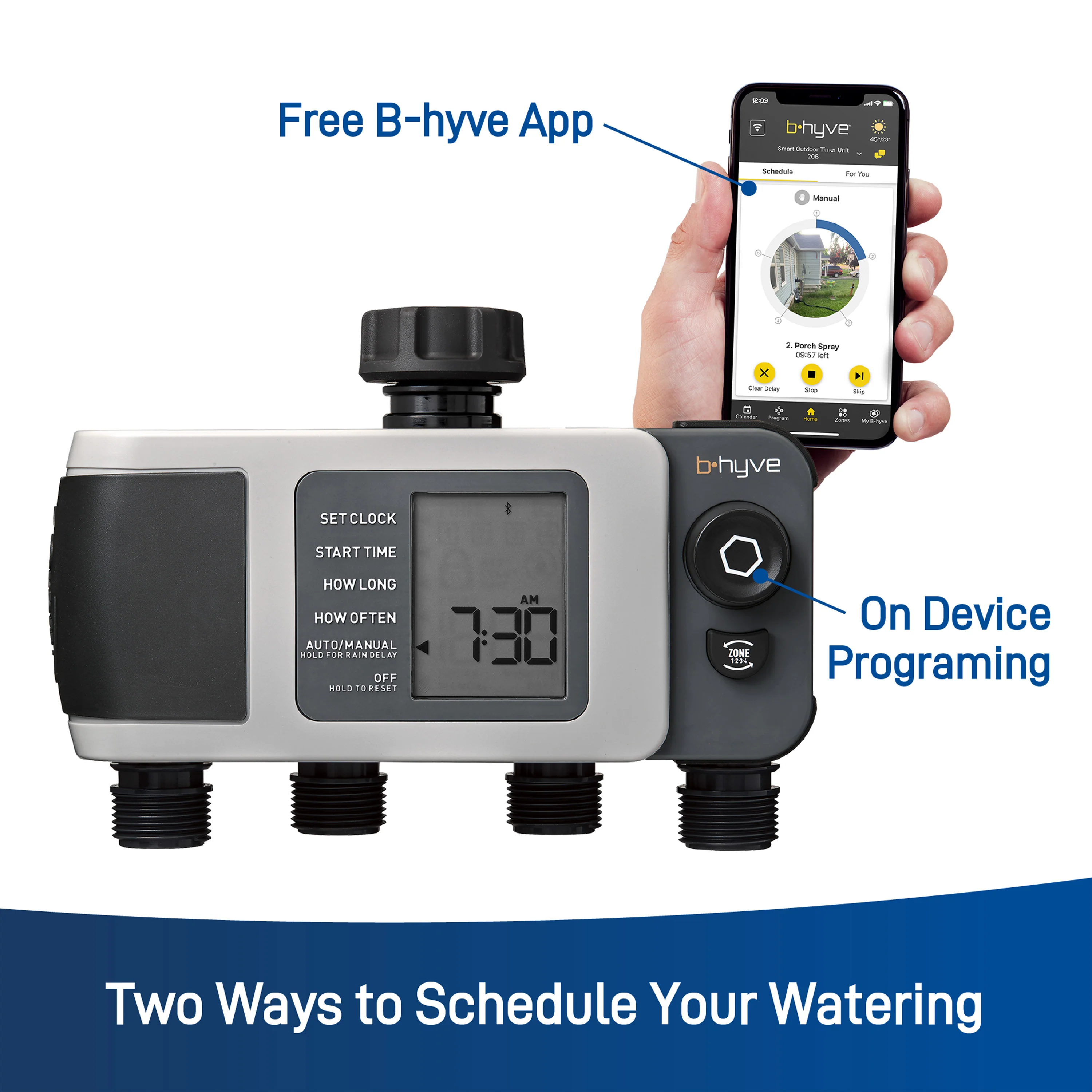 B-hyve XD Bluetooth 4-Outlet Hose Faucet Timer w/Hub | 24639 - Image 3