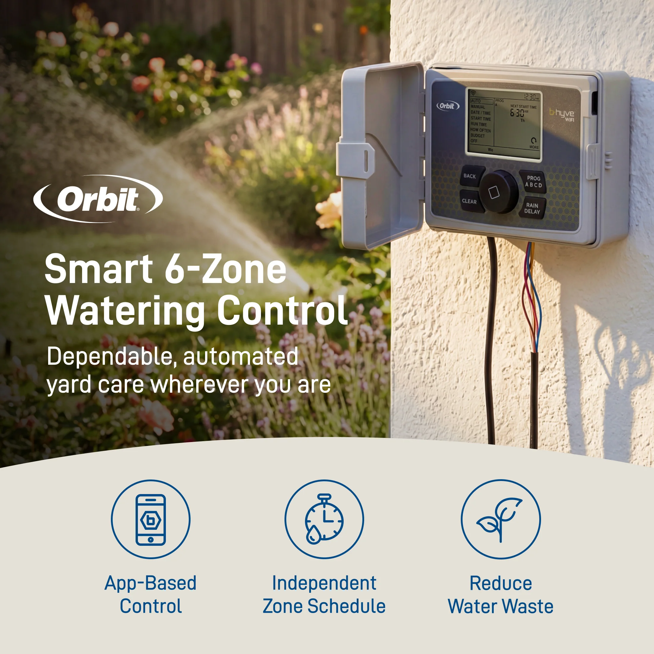 B-hyve Smart 6-Zone Indoor/Outdoor Sprinkler Controller Wi-Fi & Bluetooth | 57946 - Image 4